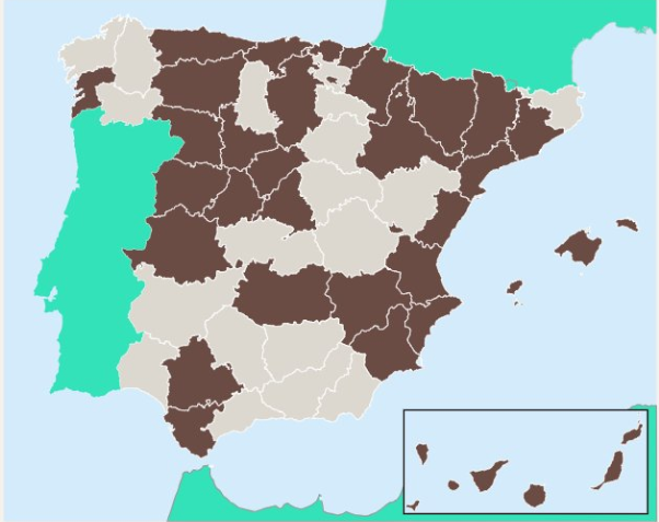 Mapa de los colegios que están realizando el curso competencias digitales